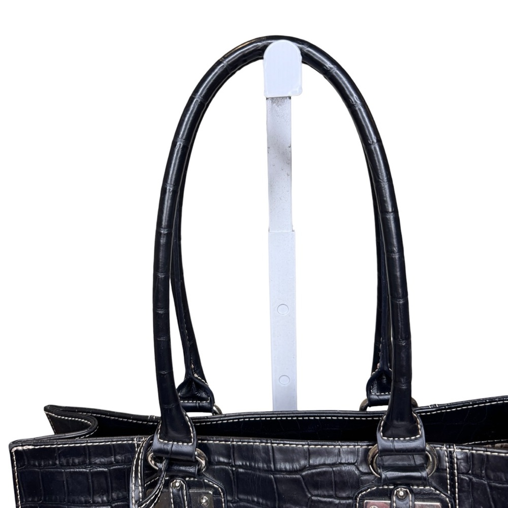 Wilsons Leather Black Croc-Embossed Tote Bag with Snake Print Accents - Picture 5 of 16